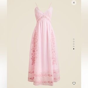 J Crew Embroidered Midi Dress in Iced Strawberry